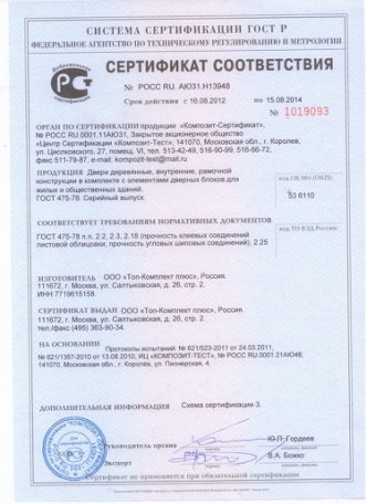 Сертификат соответствия окна пвх